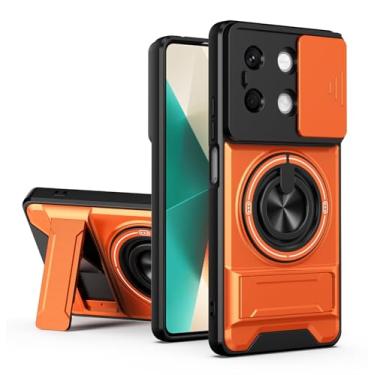 Imagem de SORAKA Capa para Xiaomi Redmi Note 13 5G com suporte,proteção de lente com janela e capa dupla de PC e TPU compatível com suporte magnético para carro