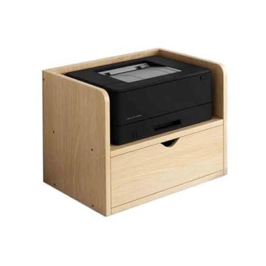 Imagem de KEG801302 Prateleira para impressora de escritório, escritório, mesa, suporte pequeno, pode colocar papel A4 em vários níveis para impressora (natural)