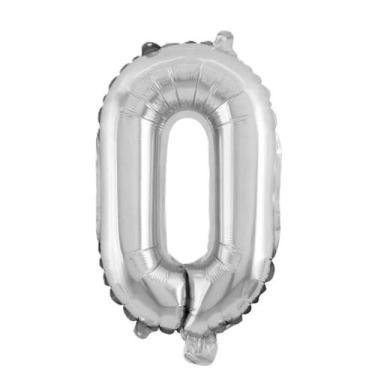 Imagem de Balao metalizado 40cm prata numero 0 - PB Festas