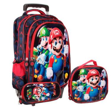 Imagem de Kit Mochila Escolar Infantil Rodinha Desenho Alto Relevo - Plike
