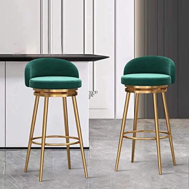 Imagem de KIDYBO Banquetas giratórias para balcão de cozinha com encosto de veludo e apoio para os pés de metal para sala de jantar e bancada, suporte de 150 kg