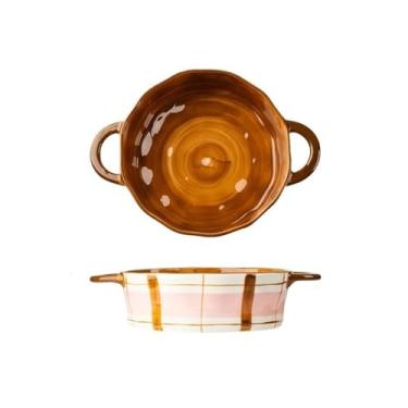Imagem de x3anggyt5 Assadeira de cerâmica de grande capacidade de 560 ml, tigela de arroz, tigela de salada, prato de sopa, caçarola para forno (rosa, 970 ml)