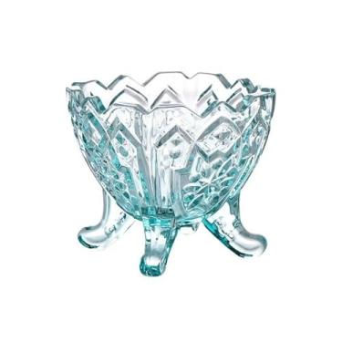 Imagem de Tigelas de sobremesa pequenas vintage de vidro em relevo, copos de sobremesa de vidro com pés coloridos para sundae, sorvete, frutas, salada (azul)