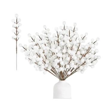 Imagem de Galhos De Pinheiro Artificial Branco Neve 20/26cm, Decoração De Natal 