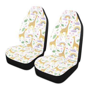 Imagem de xigua Playful Giraffes Capas de assento de carro dianteiras universais, pacote com 2, capas protetoras de assento de carro respiráveis para decoração de interiores automotivos, SUV, carros e caminhões
