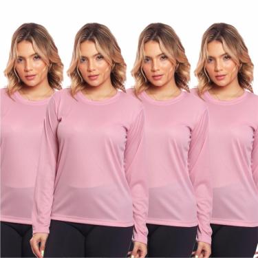 Imagem de Kit 4 Camisa Feminina Camiseta Térmica Proteção Solar Uv .-Feminino