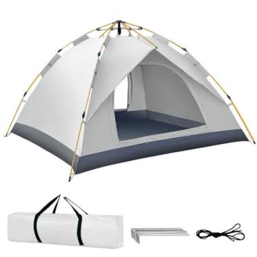 Imagem de Barraca de Camping Automática Pop-Up 3–4 Pessoas Impermeável com Proteção Solar UV50+ Portátil para Praia e Trilha(Branco)