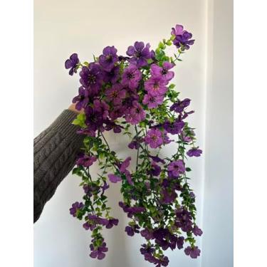 Imagem de Flores artificiais falsas para uso ao ar livre, 2 peças de flores falsas de outono para decoração de primavera, aparência artificial resistente a UV, flor de seda verdadeira para decoração de casa