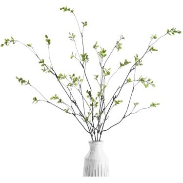 Imagem de Sherika 4 ramos de ficus artificiais laranja de 120 cm para vaso, galhos e caules de eucaliptos falsos, vegetação de outono realista para escritório, decoração de casa, arranjo de flores, decoração de