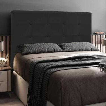 Imagem de Cabeceira Casal Queen Cama Box 160cm para Quarto Luna Suede Preto M11 