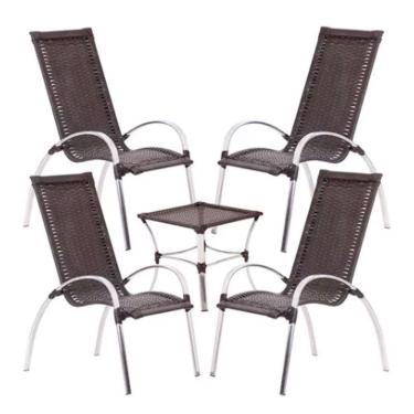Imagem de Jogo 4 Cadeiras E Mesa Garden Alumínio Trama Tabaco