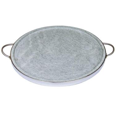 Imagem de Forma De Pedra Sabão Para Pizza Com Alças De Inox 32 Cm