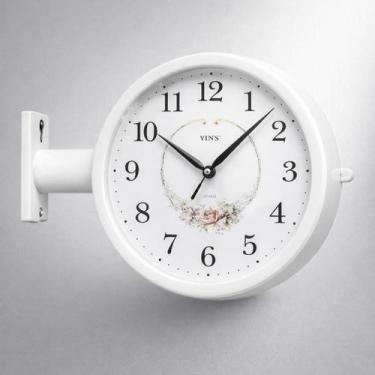 Imagem de Relógio de Parede Dupla Face Vintage Analógico Branco - Genérica