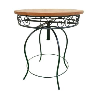 Imagem de Mesa Redonda Em Ferro E Madeira 70cm Modelo Bolinha Sudeste Rústico