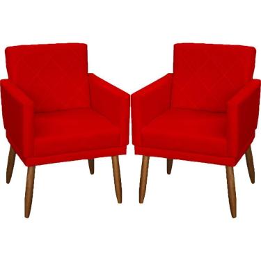 Imagem de Kit 2 Poltronas Decorativa Para Sala Recepção Beatriz Suede Cores Pé Palito Castanho