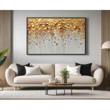 Imagem de Quadros Decorativos com Moldura Chuva Dourada para Sala Quarto e Escri