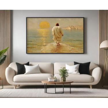 Imagem de Quadros Decorativos com Moldura Jesus Andando Aguas para Sala Quarto e