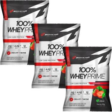Imagem de Kit 3X 100% Whey Prime - 900g Refil Morango - BodyAction-Masculino