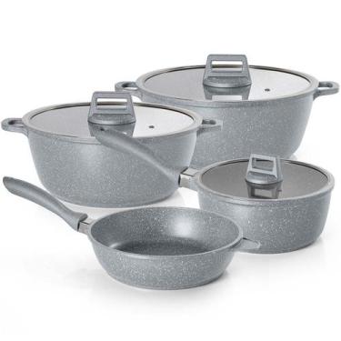 Imagem de Jogo De Panelas Antiaderente 4 Peças Graniflon Moda Do Chef Cinza