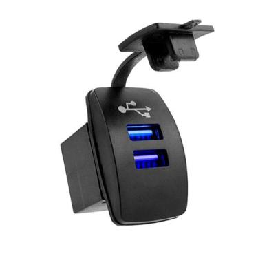 Imagem de Tomada de Carregamento 2 USB 12-24V 4.2A LED Azul - Genérica