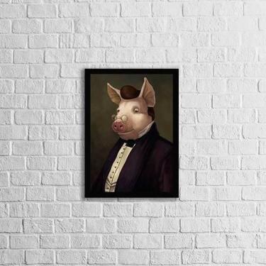 Imagem de Quadro Porco Nobre 33X24Cm - Com Vidro Moldura Preta - Quadros On-Line
