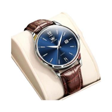 Imagem de Relógio De Quartzo Masculino À Prova d'Água Com Pulseira De Couro, Lum