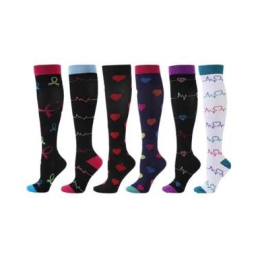 Imagem de Meias De Compressão Florais Com Estampa De Animais E Frutas, 6 Pares P