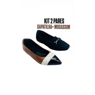 Imagem de Kit 2 pares sapatilha/mocassim tamanhos especiais cor:moc marrom e moc