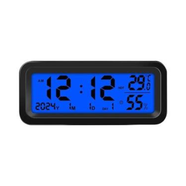 Imagem de Termômetro De Painel LED Luminoso Solar USB Para Carro, Relógio Eletrô