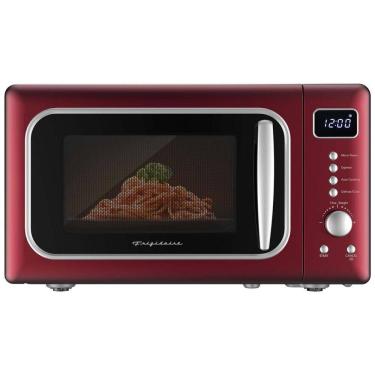 Imagem de Forno Micro-ondas Retrô de Bancada 20L Frigidaire Vermelho e Prata 900W Trava de Segurança Timer Digital 110V