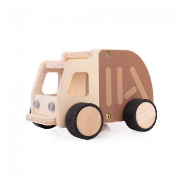 Imagem de Caminhão de madeira Guidecraft Wooden Garbage Truck para brincadeiras de caminhão de lixo e complemento de cantos de blocos