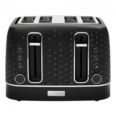 Imagem de Torradeira HADEN Starbeck 4 fatias preta e cromada com fenda larga e 7 níveis de tostagem 1600W 110V