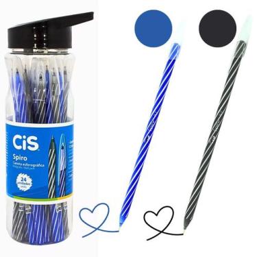 Imagem de Caneta Esferográfica Cis Spiro 0,7mm Pote 24 Unidades Cor da Tinta Azu
