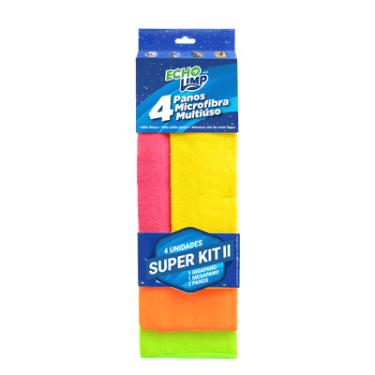 Imagem de Panos de Microfibra Multiuso Echolimp 4 Unidades Alta Absorção