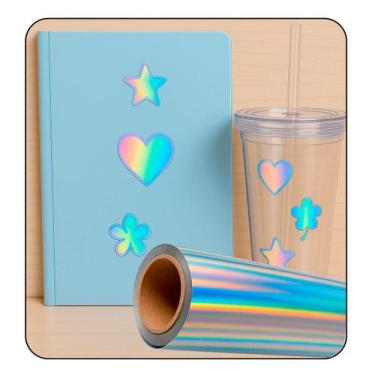 Imagem de Vinil Holográfico Prata Autocolante Adesivo Corte 60cm X 3m - Deliquad