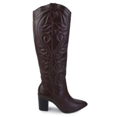 Imagem de Bota Feminina Via Marte Western Couro Marrom - 079-012-02-Feminino