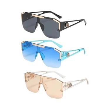 Imagem de Óculos De Sol Unissex Oversized Quadrados Da Moda UV400 Com Lentes Gra