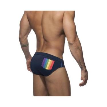 Imagem de Sunga Masculina Sexy Com Efeito Push-up Arco-Íris Para Natação, Surf E