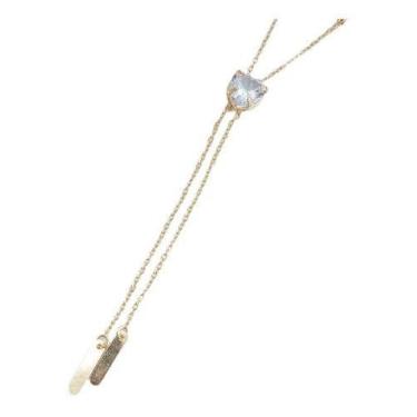 Imagem de Colar Gravatinha Coração Zirconia F. Ouro Dourado Vermelho - De Castro