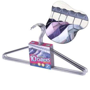 Imagem de Kit 10 Cabide Slim Aço Reforçado Para Loja Arara Roupa Calça Camisa Ca