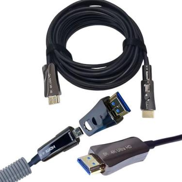 Imagem de Cabo HDMI 2.0 8K Fibra Óptica de 30 Metros 2 em 1 Plug Destacável - Wi