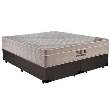 Imagem de Cama  Box Casal  Bipartido Sintético  + Colchão Ortobom Airtech Molas Ensacadas 65x138x...