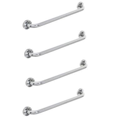 Imagem de Barra de Apoio 80cm Aço Inox Kit 4 Uni Banheiro Box Varanda Escada Cor