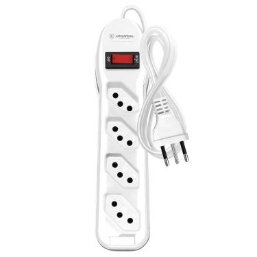 Imagem de Filtro de Linha Pratik 4 Tomadas 2P+T Circuit Breaker 1M Branco