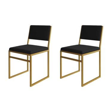 Imagem de Kit 2 Cadeiras Industrial Isa Veludo Base Dourado para Mesa Sala Jantar Cozinha Decor-d...