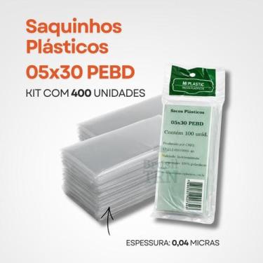 Imagem de Saquinho Transparente de Geladinho 5x30cm PEBD 400 Unid Sacolé Gelinho
