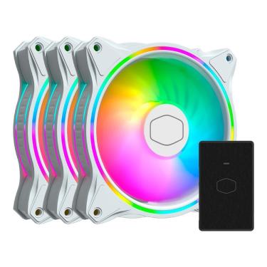 Imagem de Fan-cooler Para Gabinete Masterfan Mf120 Halo Rgb 120mm 3 Unidades Branco Mfl-b2dw-183pa-r1