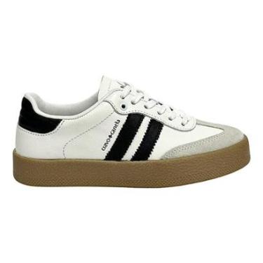 Imagem de Tênis Cravo e Canela Flatform Thais 1573CC Couro Branco/Preto-Feminino