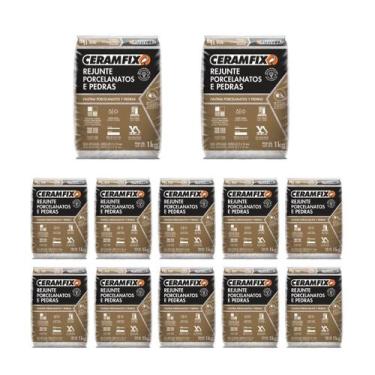 Imagem de Kit 12 Rejunte Porcelanato E Pedra Cinza Classico Ceramfix