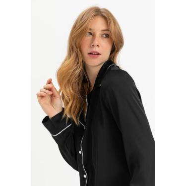Imagem de Pijama Longo Toque de Seda - ACUO LINGERIE, Preto